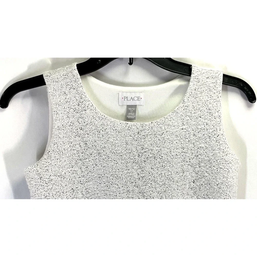 THE CHILDREN'S PLACE Girls Sleeveless Silver Floral Party Dress Size 10/12 Large